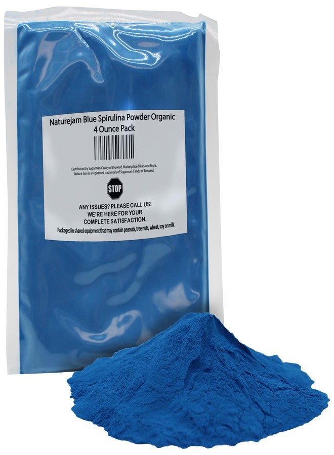 Naturejam Blue Spirulina Powder Organic - Ideal 4 Ounce Pack - Culinary Grade Spirulina Powder Used in Smoothies, Iceream & Frosting - Natural Blue Food Coloring - Image 1
